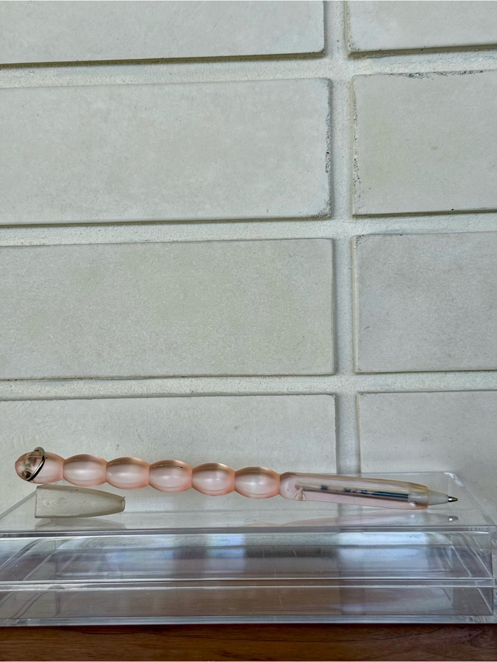 Beaded Ballpoint Pen * Blush Pink * Keychain Ring * Cute Desk Accessory